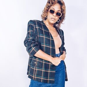 Kasper Vintage Plaid Blazer